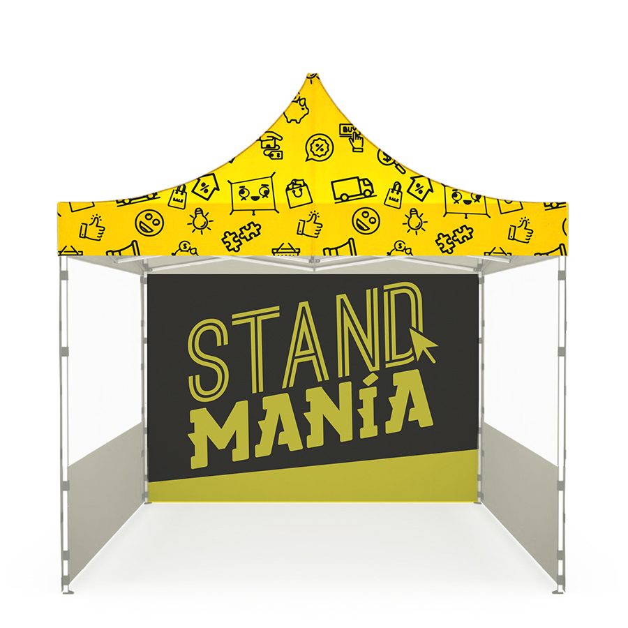 Pared Gráfica en Toluca vista de una carpa publicitaria y una pared gráfic