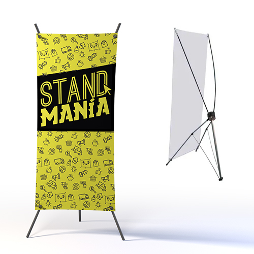 Tienda de stands y material display en Toluca , porta banner publicitario en color amarillo