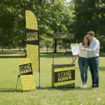 Kit de displays publicitarios para expo incluyendo Roll Up, Muro Gráfico y Demo Stand.